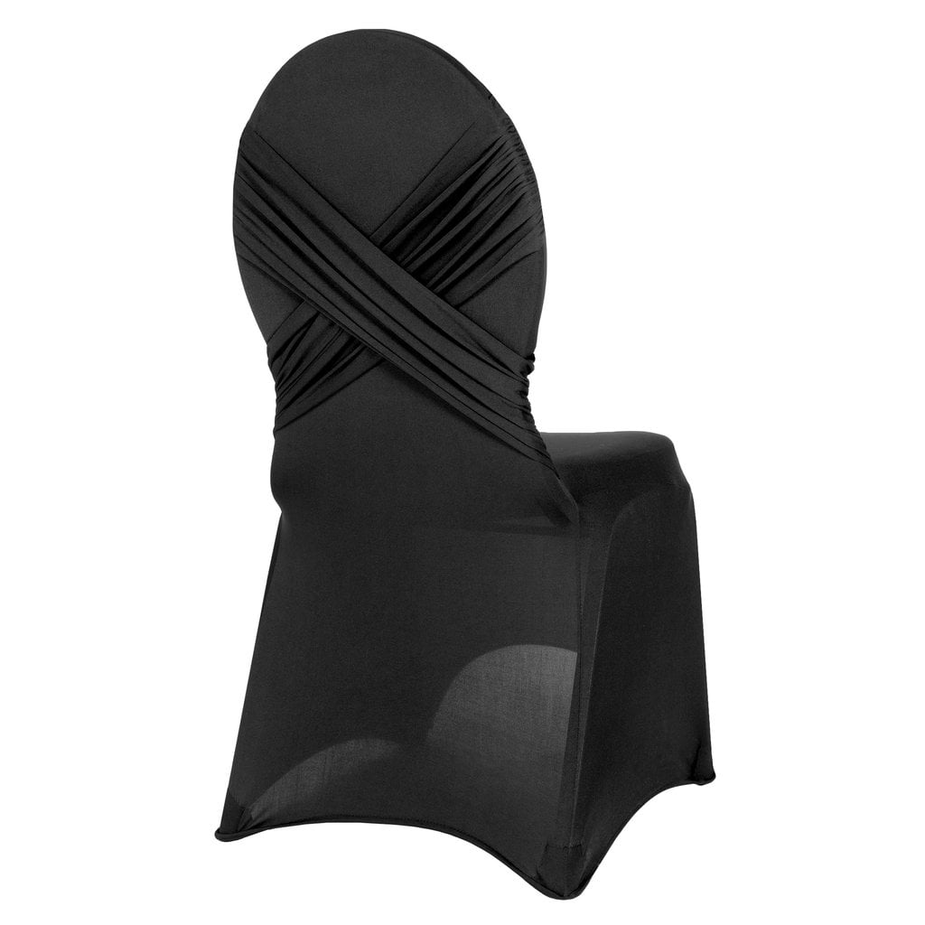 1 Pc, Cross Back Stretch Spandex Banquet Chair Cover - Black For Wedding,  Anniversary, Baby Shower, Or Birthday Party 