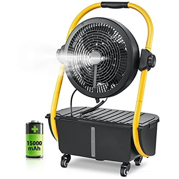 Geek Aire Battery Operated Misting Fan, Rechargeable Outdoor Floor Fan