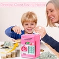 thumbnail image 2 of Banco electrónico Piggy Bank Refasy para niños con cajero automático, color rosa, 2 of 5