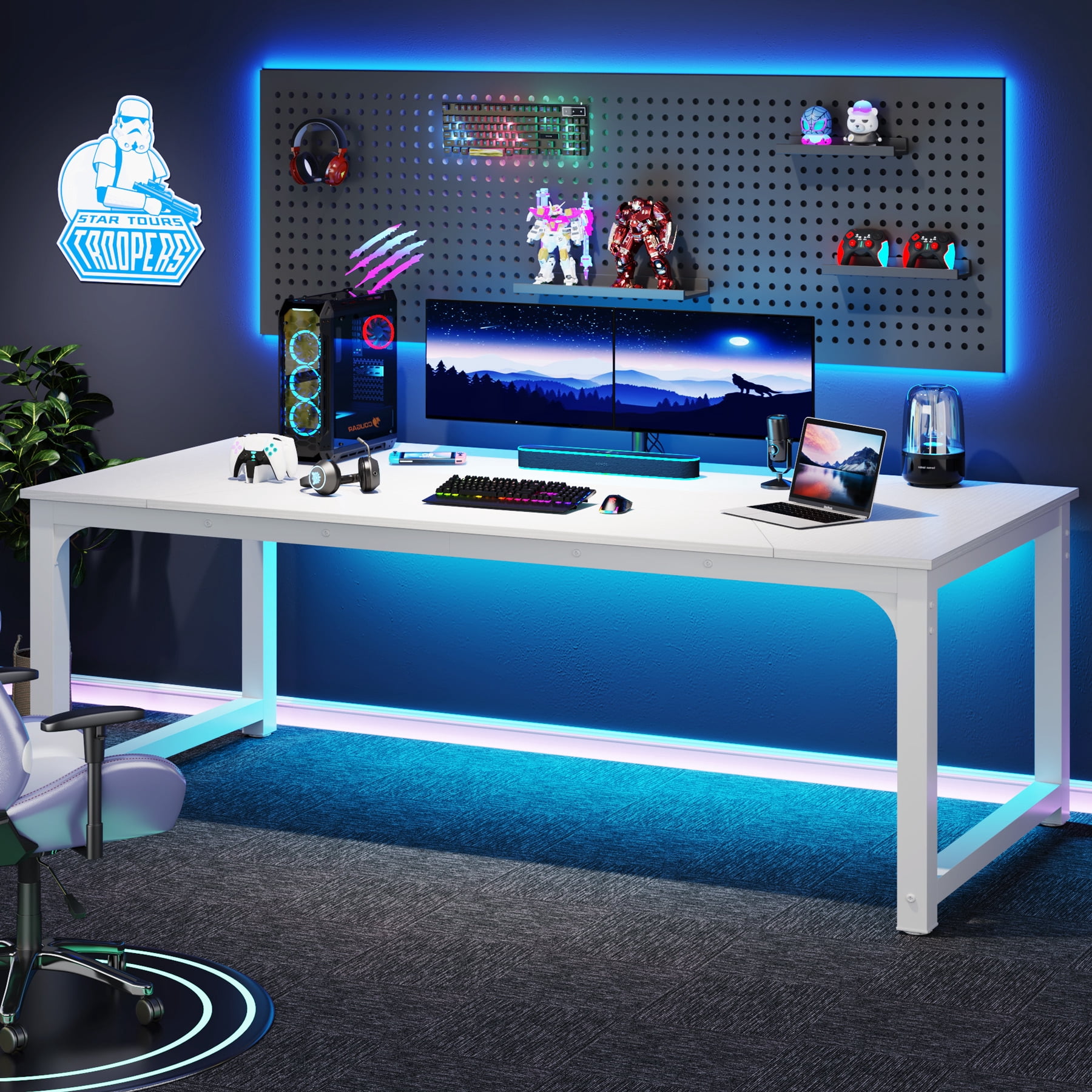 Tribesigns 78.7 Inch Large Computer Table, Modern Sturdy Writing Desk for Home Office, White
