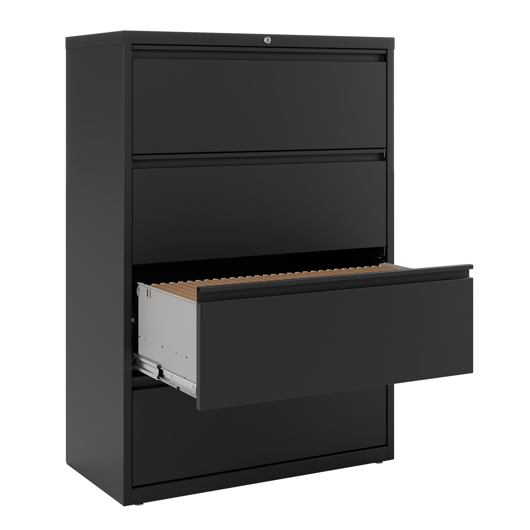 Hirsh 36 Inch Wide 4 Drawer Metal Lateral File Cabinet for Home and Office, Holds Letter, Legal and A4 Hanging Folders, Black