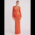 thumbnail image 4 of Conjunto de Dos Piezas de Crochet para Mujer: Top Corto de Larga con Nudo y Falda con Cordón. Naranja Rojo S, 4 of 7