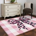 thumbnail image 5 of Checkered Bow Area Rug 3x5 Washable Rug Non Slip Butterfly Tie Pink Black Leopard Print Large Area Rug Indoor Floor Carpet for Entryway Bedroom Kitchen Living Room Home Office Dining Room Nursery, 5 of 8