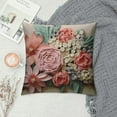 thumbnail image 2 of JEUXUS  3D Flower Throw Pillow Cover Aesthetic Decorative Floral Accent Pillow Case Colorful Cushion Handmade Pillowcase Bed Bedroom Couch Office Beige Pink, 2 of 5