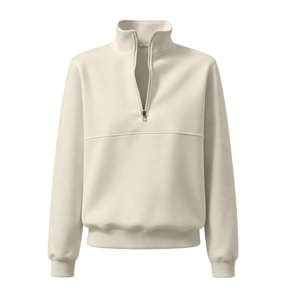 Quarter Zip Pullover Women Polo Shirts Mockneck Sweatshirt for Women Comfort Athletic Basic Tops No Hood Long Sleeve Football Mom Shirts Preppy Teacher Airport Travel Outfit Cute Cozysweatshirts