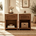 thumbnail image 5 of ARKANTOS Large Nightstand Set of 2, Farmhouse Style Bedside Tables, for Bedroom and Living Room, Drawers Classic Walnut, 5 of 12