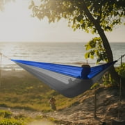 NEH Hammock, Portable 2 Person Camping Hammock, Portable Hammock for Two with Carabiners and Pre-Attached Bag, Two Person Hammock Camping Fun, Great Camping Accessories (Grey & Blue)
