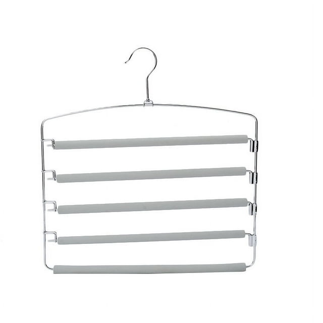 Perchas para pantalones Ahorro de espacio Antideslizante 5 capas Multifuncional Estante para pantalones Brazo oscilante de acero inoxidable Percha para ahorrar espacio para pantalones Jeans