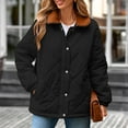 thumbnail image 4 of Nfurl Womens Zip up Quilted Barn Jackets Loose Fit Long Sleeve Solid Color Lapel Puffer Jacket Winter Padded Outerwear Coats Black XXL, 4 of 9
