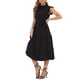 thumbnail image 4 of INSPIRE CHIC Vestidos Midi para Mujeres con Cuello Alto y Mangas Rizadas en Color Negro, 4 of 6