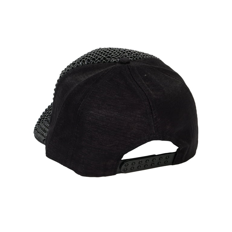 Top Headwear Rhinestone Green Red Stripe Baseball Cap Black