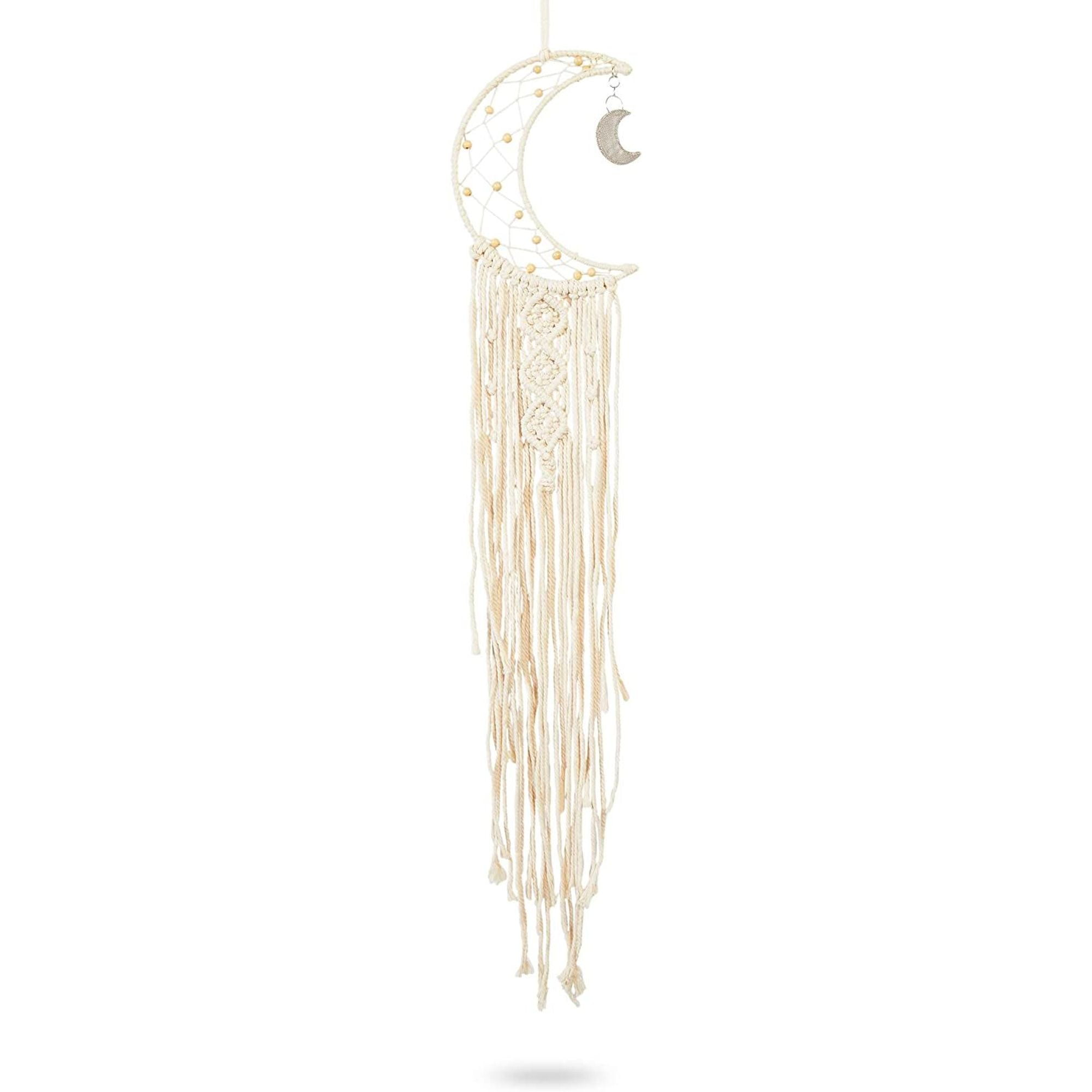 Macrame Wall Hanging with LED Light for Kids Room Party Ornaments Craft Gifts HIAHA Wall Hanging Moon Dream Catcher 