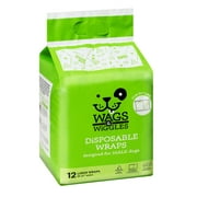 Wags & Wiggles Male Wraps For Large Dogs, Disposable Male Dog Diapers, For Dogs With 18" to 27" Waist, 12 Pack