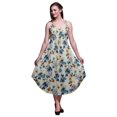 thumbnail image 1 of Bimba Robe Midi d'Été Imprimée à Fleurs pour Femmes Col en V Tenue de Vacances-Moyenne, 1 of 1