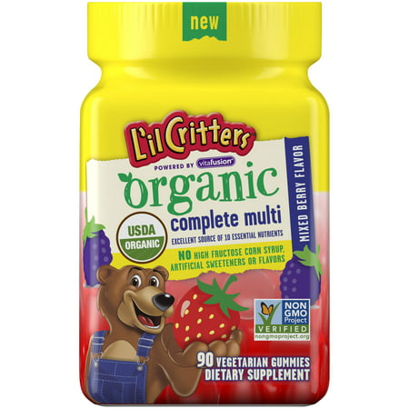 L'il Critters Organic Complete Multivitamin Gummies for Kids, 90 Count - Non-GMO, Gluten-Free, No Gelatin, No