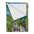thumbnail image 2 of Tropical Soft Flannel Fleece Throw Blanket, Landscape of Island with Trees in Seychelles and the Sky Digital Print, Cozy Plush for Indoor and Outdoor Use, 50" x 60", Blue and Fern Green, by Ambesonne, 2 of 5