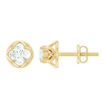 Rosec Jewels Lab Grown Diamond Stud Earrings for Women - 5 MM - EF-VS Quality, 10K Yellow Gold