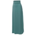 thumbnail image 2 of A2Y Women's Basic Foldable High Waist Floor Length Maxi Skirts Blue Grey 1XL, 2 of 5