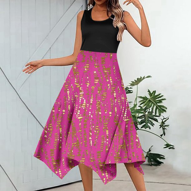 WILLBEST Vestido De Verano Para Mujer, Informal, Fluido, Floral, Elegante, Chaleco Largo