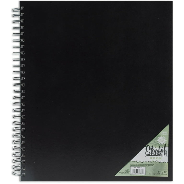 Black Cover Paper Sketchbook for Drawing Open Bound Design, 80