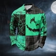 thumbnail image 2 of GrmtClth Mens Regular Fit Retro Halloween Polo Shirts Long Sleeve Distressed Crack Texture Pumpkin Graphic Lightweight Breathable Family Party Athletic Tops Green XL, 2 of 7