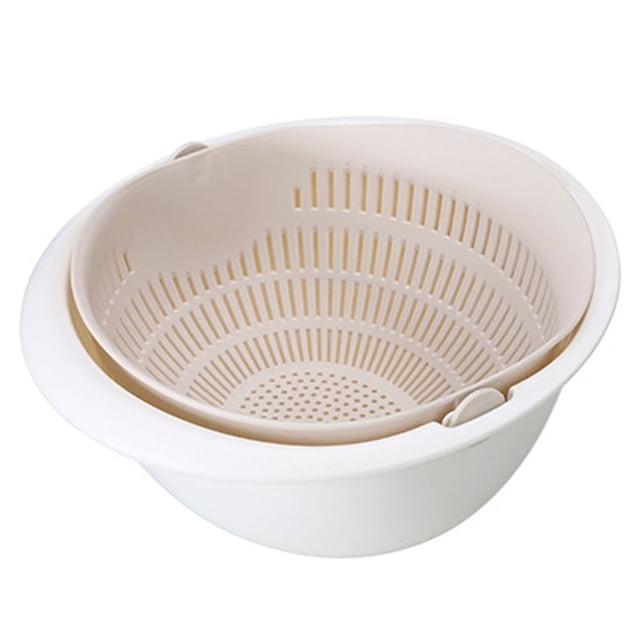 myvepuop Escurridor de platos doble, colador para fregadero, colador para fideos, verduras y frutas, color beige, talla única
