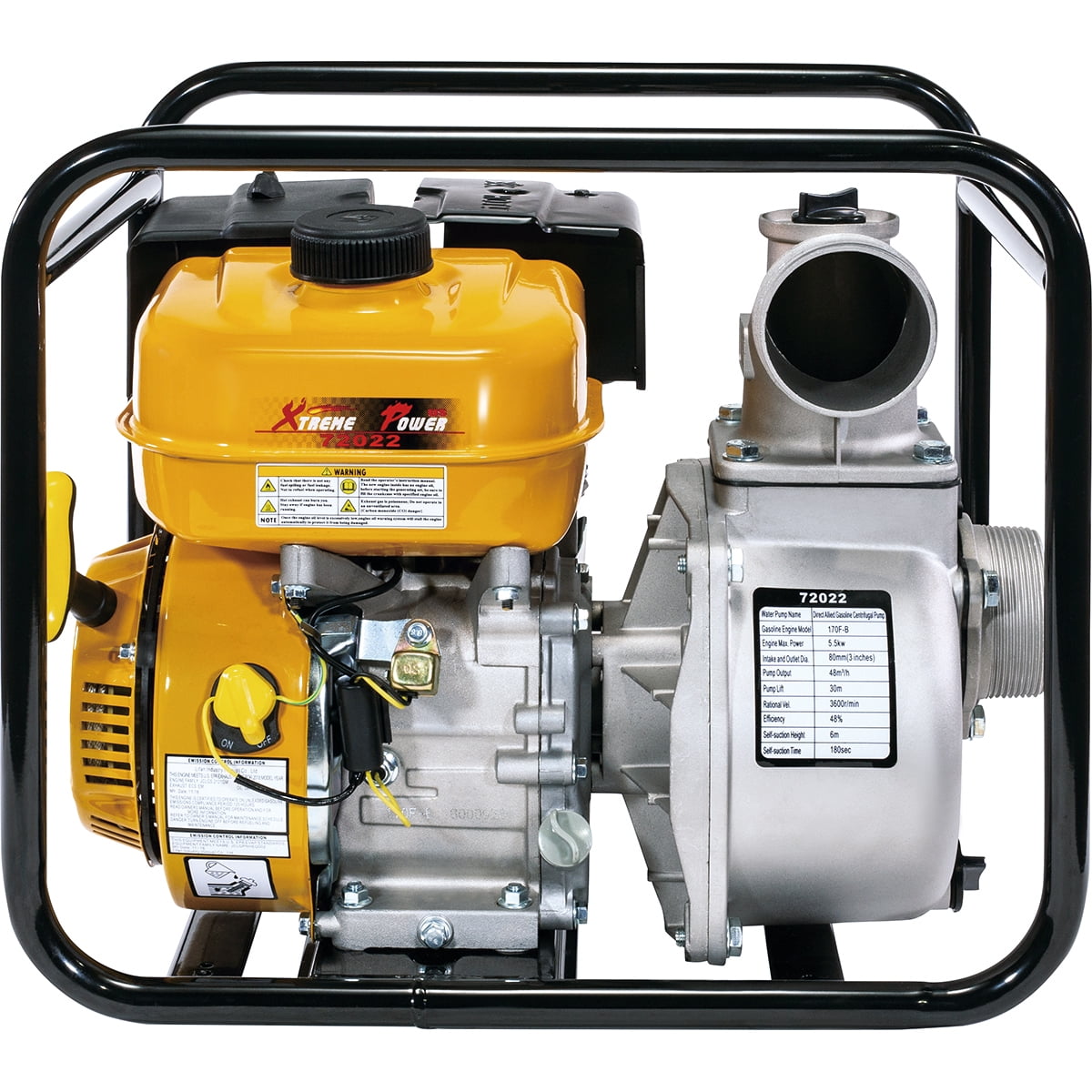 AlphaWorks Water Transfer Pump Portable 7HP 196cc 4-Stroke Gas Engine EPA Certified 2 Inch Intake 132GPM Flow Rate 23FT Suction 92FT Lift 1/2 Passable Solids 