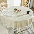 thumbnail image 4 of Heavy Weight Cotton Linen Tablecloth Lace Plaid Round Table Cloth for Kitchen Dining Room Tabletop Decoration, 62" - Round, Beige, 4 of 6