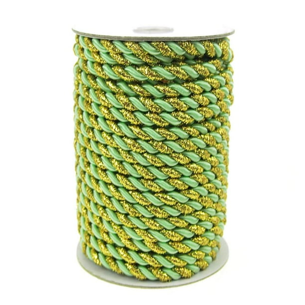 Gold Trim Twisted Cord Rope 2 Ply, 6mm, 25 Yards, Mint Green Walmart