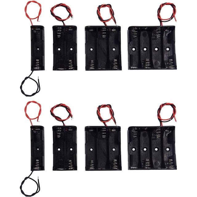 GHSDFBB LAMPVPATH (Lot de 8) Support de Pile AA Bundle 2 Pcs Support de Pile AA Simple, 2 Pcs 2X 1.5V Support de Pile AA avec Fils, 2 Pcs 3X 1.5V 3 AA Support de Pile avec Fil, 2 Pcs 4X 1.5V 6 Volts B
