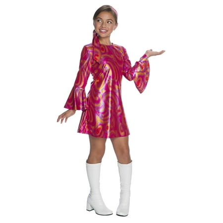 Girls Fuschia Swirl Disco Diva Costume