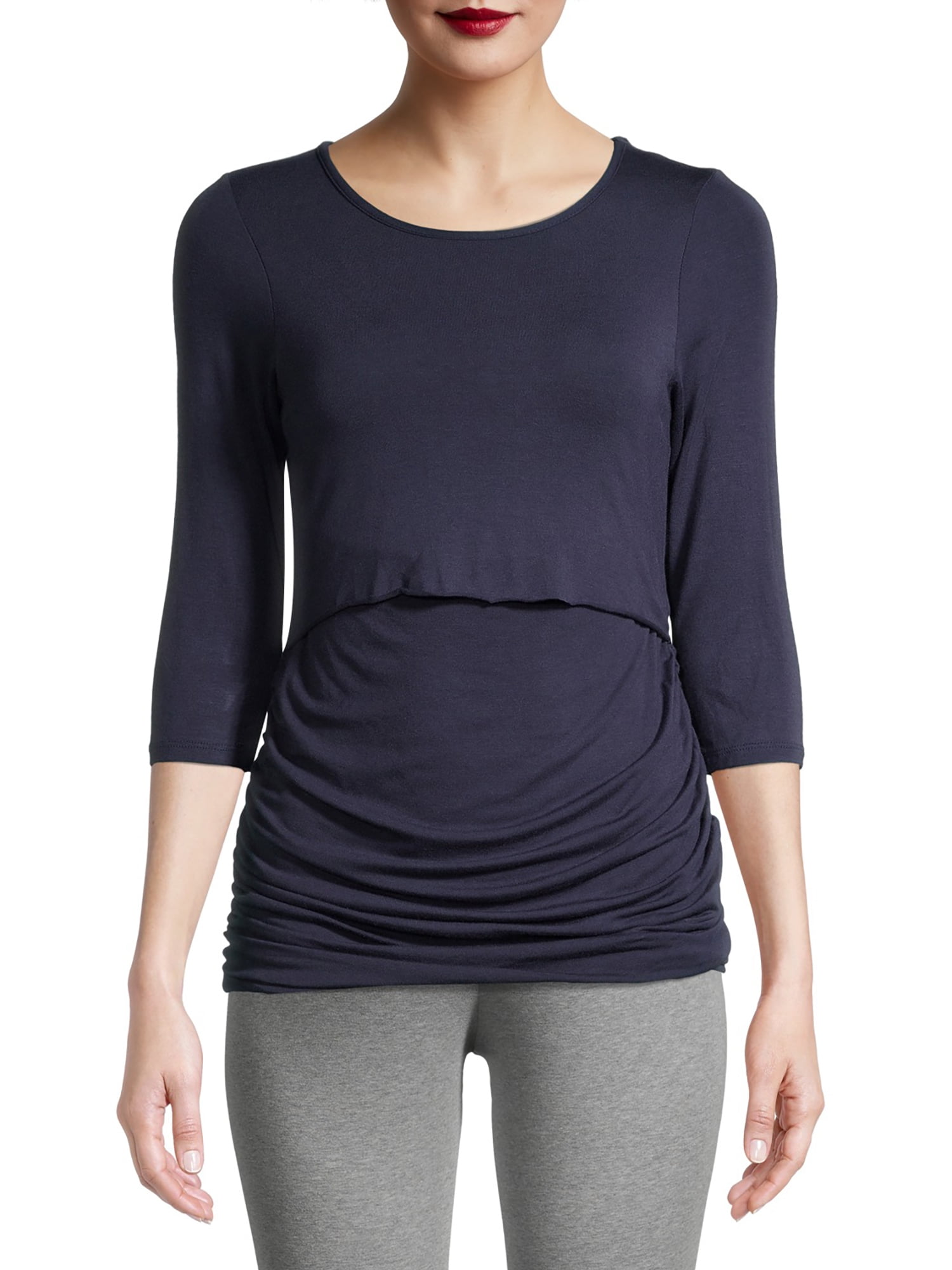 Motherhood Women’s Maternity Nursing Tshirt with 3/4 Sleeve and Front Slit