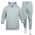 thumbnail image 2 of CharmCyan Men’s White Hoodie and Sweatpants Set, Soft Fleece Tracksuit, Casual Athletic Loungewear for Outdoor and Indoor Use Gray XL, 2 of 2