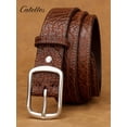 thumbnail image 4 of Catelles Men's Camel Genuine Leather Belt Stainless Steel Buckle, Perfect for Casual and Formal Occasions Gift by Box&For waist 44 In Width 1.5 In(3.8cm), 4 of 9