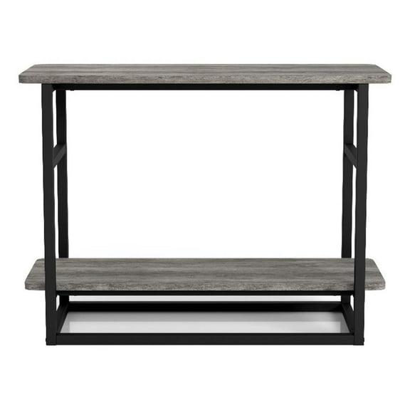 Furniture of America Froy Wood End Table with Shelf in Vintage Gray Oak