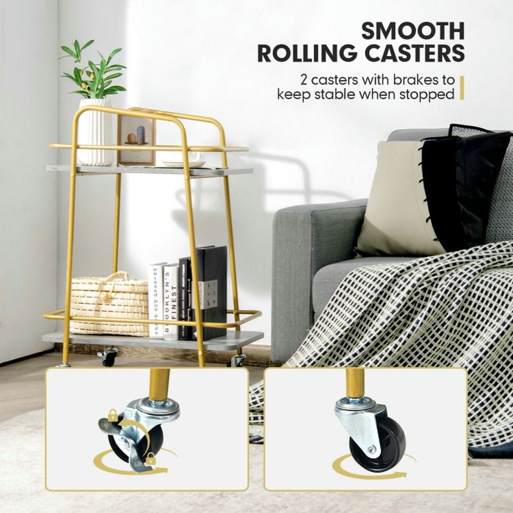 Finihen Rolling Cart, Kitchen Island Cart, 2-tier Kitchen Rolling Cart with Steel Frame and Lockable Casters, for Kitchen, Dining Room, Gray Finihen Rolling Cart, Kitchen Island Cart, 2-tier Kitchen Rolling Cart with Steel Frame and Lockable Casters, for Kitchen, Dining Room, Gray