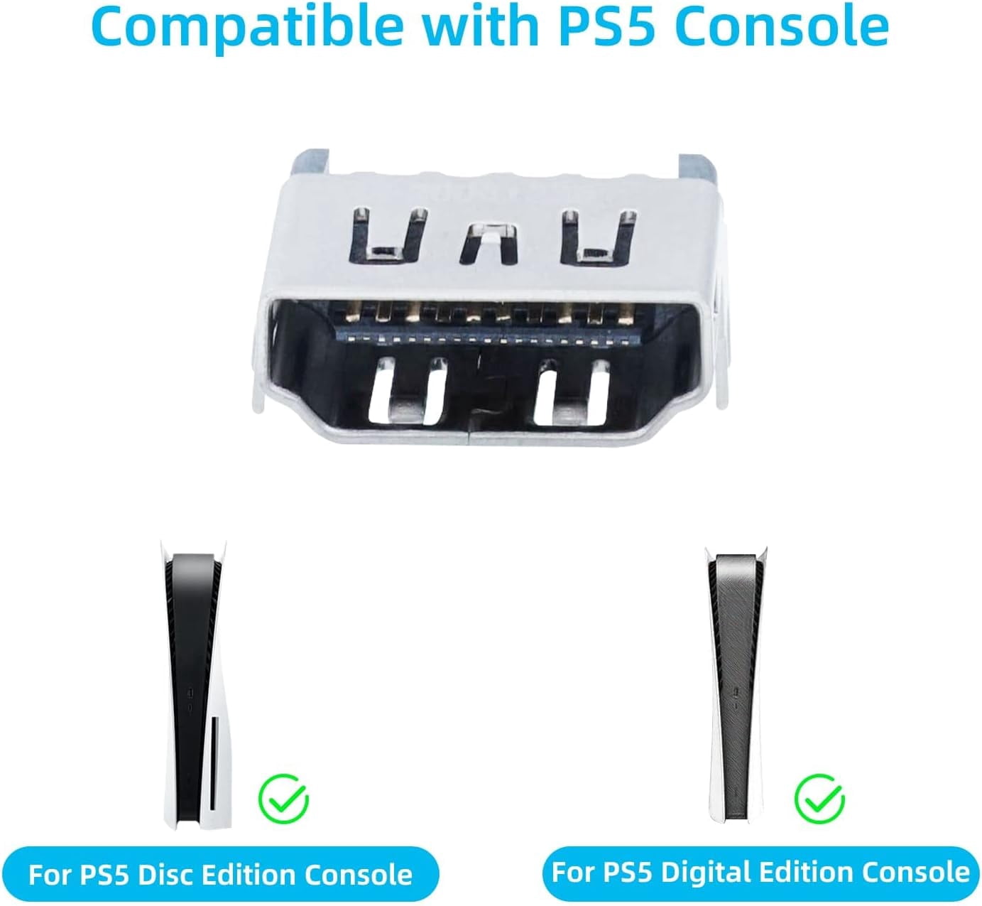 4Pcs HDMI Port Replacement for PS5 with T8 Screwdriver, HDMI Port Socket Interface Connector Replacement Part Repair Kit for PS5