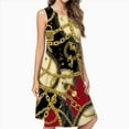 thumbnail image 2 of Gold Chains Red Black Pattern Dress Elegant Party Dresses Evening Dresses Women Dress Sleeveless Dress Ladies Dresses, 2 of 4