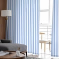 thumbnail image 4 of Blue White Stripe Semi Sheer Curtains 96 Inch Length 2 Panels Set, Modern Minimalist Geometric Striped Sheer Kitchen Curtain Privacy Voile Window Curtain for Living Room Bedroom Rod Pocket Drapes, 4 of 7