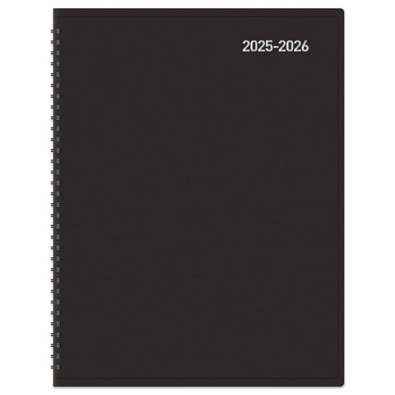 2025-2026 Office Depot® Brand 14-Month Weekly/Monthly Academic Planner, Vertical Format, 8" x 11", 30% Recycled, Black, July 2025 To August 2026