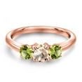 thumbnail image 3 of Gem Stone King 18K Rose Gold Plated Silver Peach Morganite and Green Peridot Engagement Ring for Women | 1.00 Cttw | Round 5MM | Gemstone October Birthstone | Size 9, 3 of 6