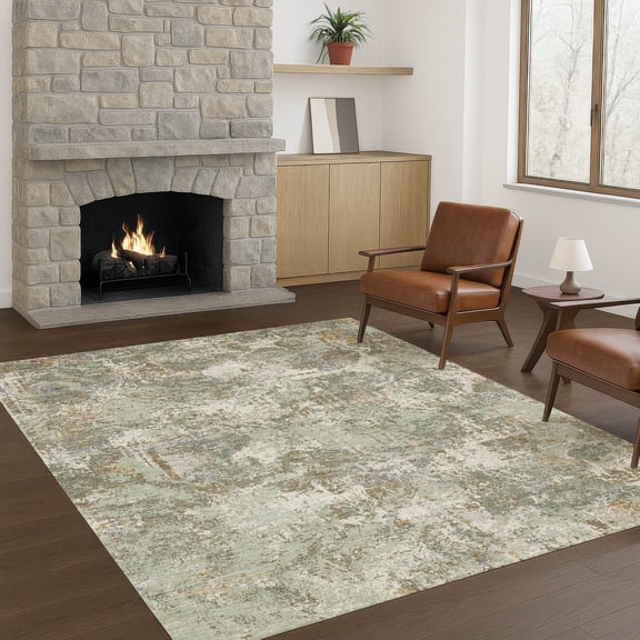 Addison Rugs Chantille Indoor/Outdoor Transitional Abstract Celery Machine Washable Rectangle Rug, 10' x 14'