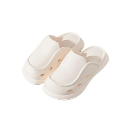 

Woobling Unisex Summer Sandals Slip On Slides Lightweight Platform Sandal Men Beach Shoe Cutout Slipper Closed Toe Waterproof White 6-7