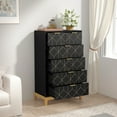 thumbnail image 4 of HLR 6 Drawer Wood Large Dresser for Bedroom, All Age Modern Chest of Drawers with Gold Trim, Black, 4 of 7
