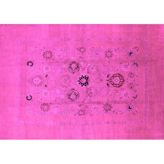 Ahgly Company Indoor Rectangle Oriental Pink Industrial Area Rugs, 2' x 5'