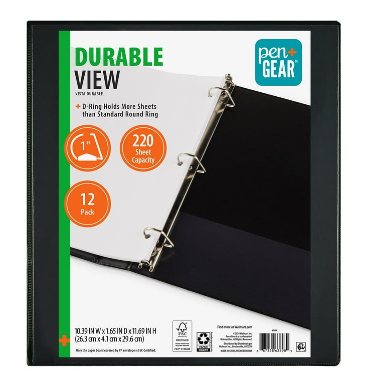 Pen+Gear 1-Inch Durable Binder, Black, 12 Pack photo 2