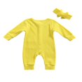 thumbnail image 3 of 2Pcs Baby Girls Outfit Solid Color Single-breasted Long Sleeve Romper with Pocket Headband Fall Outfits Set, 3 of 6