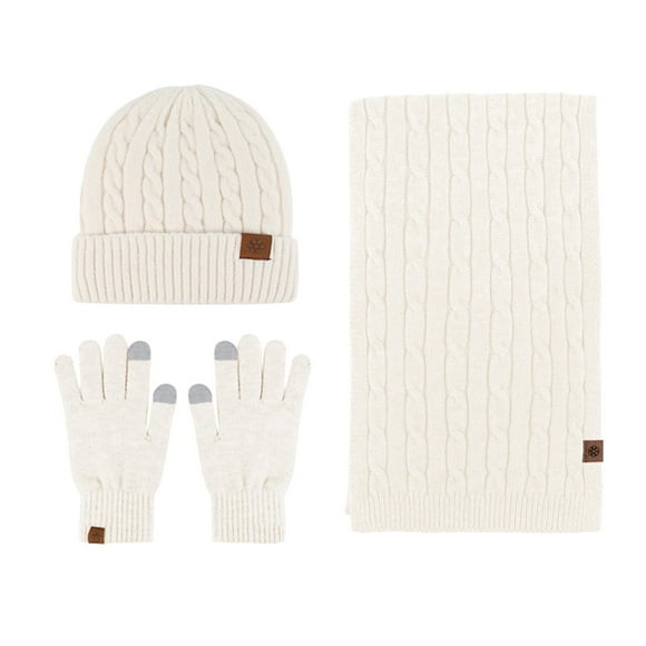 Beanies Hats Men Womens Gloves Hat Scarf Glove Set for Men and Women Scarf for Women Beige