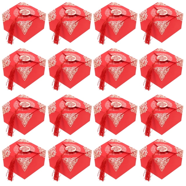 BRIGHTFUFU 20 cajas de dulces de estilo chino para bodas, cajas de embalaje de chocolate