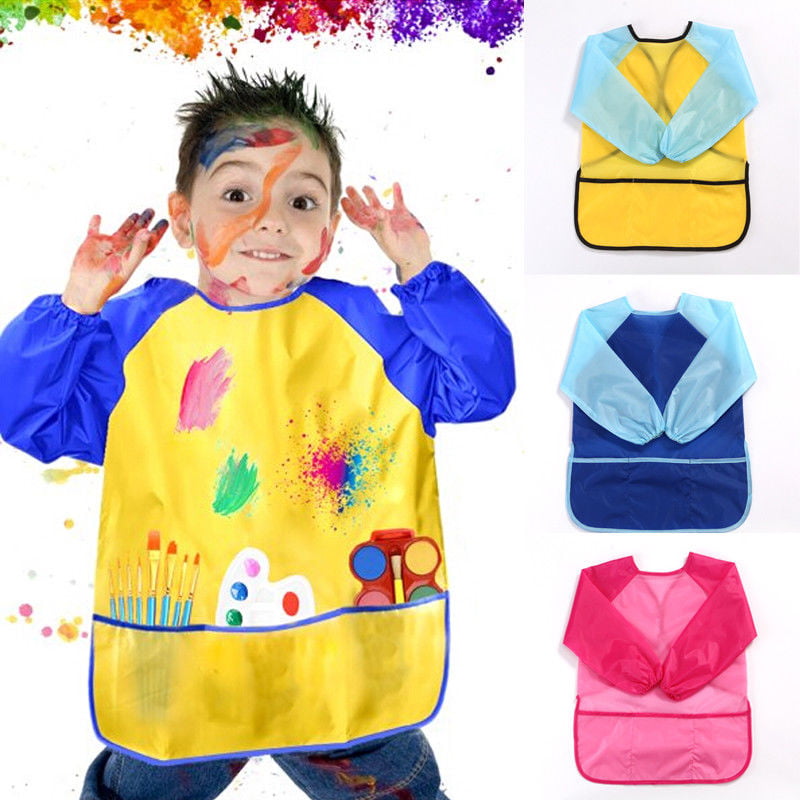Kids Art Smocks Painting Apron for Children Waterproof Artist Smock with Long Sleeve and 3 Pockets for Age 3-8 Years, Kids Unisex, Size: One size, Red